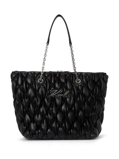 Karl Lagerfeld Signature Kuilt Tote Bag In 999