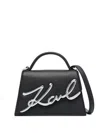 Karl Lagerfeld Medium Signature Leather Crossbody Bag In 1av