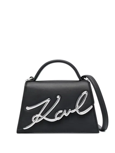Karl Lagerfeld Signature Leather Crossbody Bag In 1av