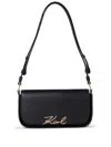 Karl Lagerfeld Signature Leather Shoulder Bag In 1as
