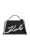Karl Lagerfeld Signature Leather Top-handle Bag In Schwarz