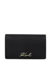 Karl Lagerfeld Signature Leather Wallet In Black