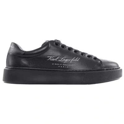 Pre-owned Karl Lagerfeld Signature Logo Black Lace Up Sneaker