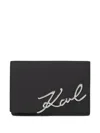 Karl Lagerfeld Signature-logo Leather Wallet In Black