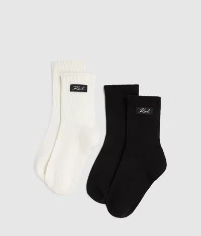 Karl Lagerfeld Signature Logo Socks – 2 Pack In Multi