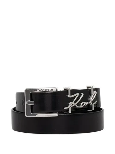 Karl Lagerfeld Signature Logo-plaque Belt In Yellow