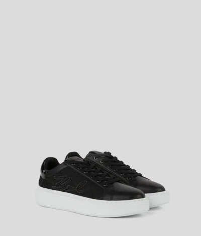 Karl Lagerfeld Signature Maxi Kup Lace-up Sneakers In Black