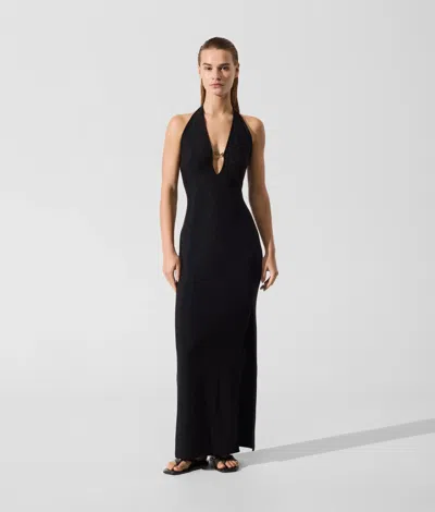 Karl Lagerfeld Signature Metallic Maxi Beach Dress In Black