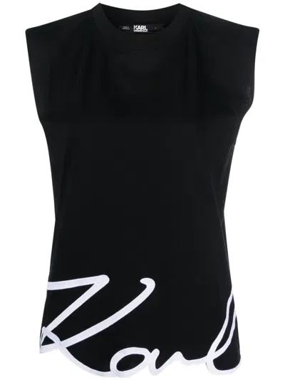 Karl Lagerfeld Karl Signature Print Tank Top In Black