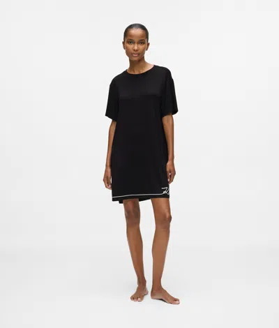 Karl Lagerfeld Signature Pajama Dress In Black