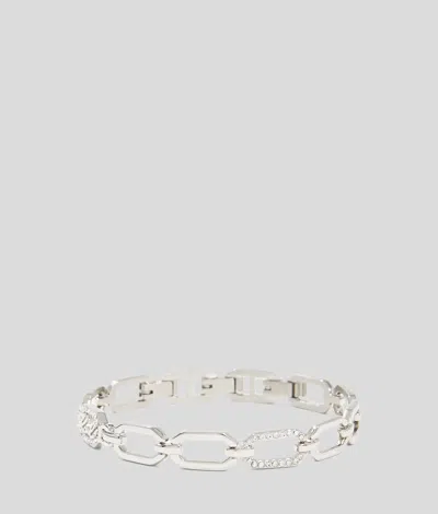 Karl Lagerfeld Signature Pavé Chain Bracelet In Silver