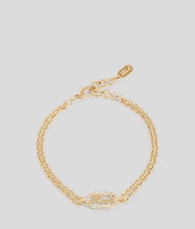 Karl Lagerfeld Signature Pavé Charm Bracelet In Gold
