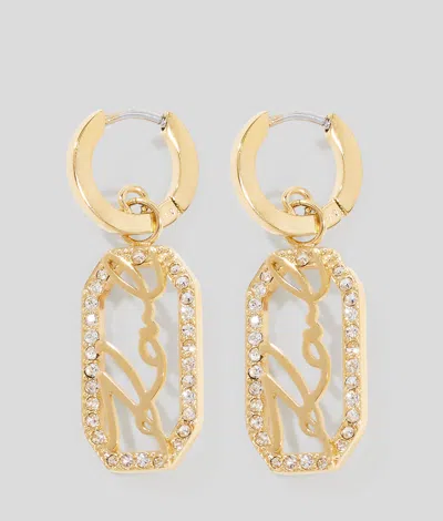 Karl Lagerfeld Signature Pavé Drop Earrings In Gold