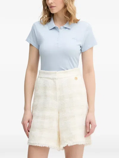 Karl Lagerfeld Signature Piqué Polo Shirt In Blue