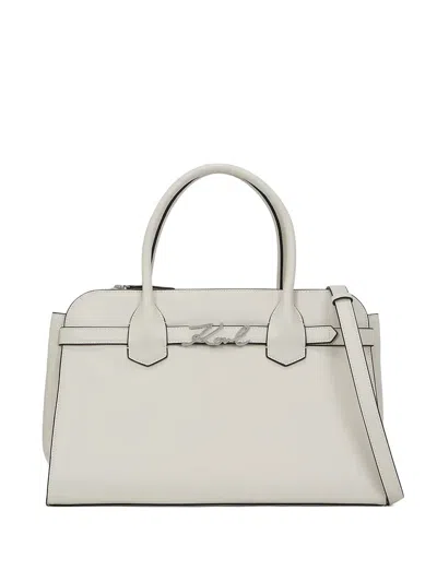 Karl Lagerfeld Signature-plaque Tote Bag In Neutral