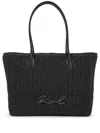 Karl Lagerfeld Signature Raffia Beach Tote Bag In Black