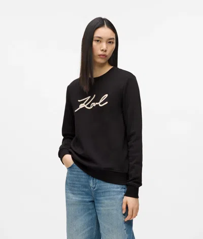 Karl Lagerfeld Signature Rope Detail Sweatshirt In Black