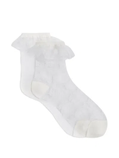 Karl Lagerfeld Signature Ruffle Socks In White