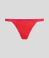 Karl Lagerfeld Signature Satin Thong In Red