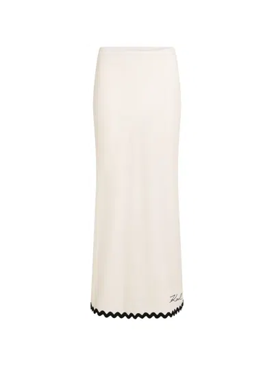 Karl Lagerfeld Signature Scallop Skirt In Neutral