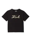 Karl Lagerfeld Kids' Signature Short-sleeve T-shirt In Black