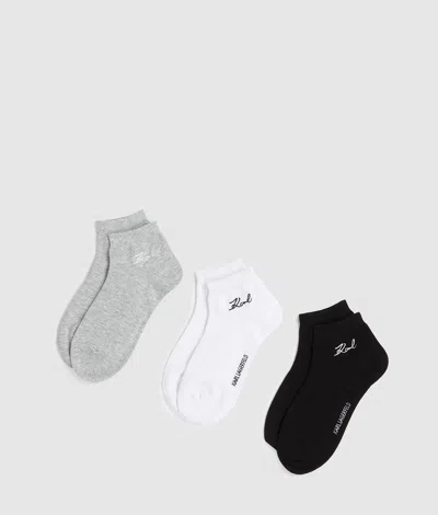 Karl Lagerfeld Signature Short Socks – 3 Pack In Multi