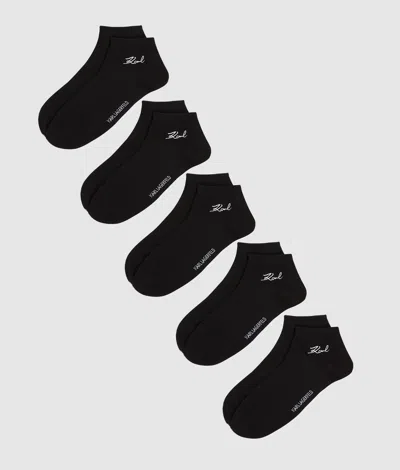 Karl Lagerfeld Signature Short Socks – 5 Pack In Black
