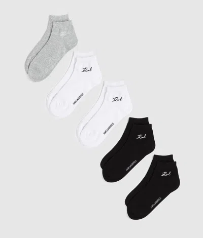 Karl Lagerfeld Signature Short Socks – 5 Pack In Multi