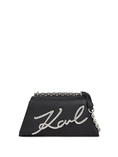 Karl Lagerfeld Signature Shoulder Bag In Black