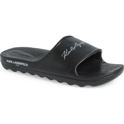 Karl Lagerfeld Signature Slide Sandal In Black