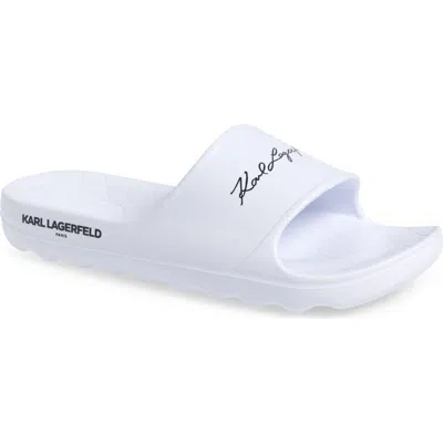 Karl Lagerfeld Signature Slide Sandal In White