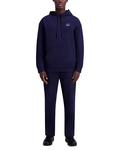 Karl Lagerfeld Signature Slim Fit Fleece Pants In Navy
