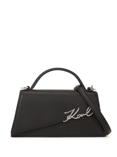 KARL LAGERFELD SIGNATURE SLIM LEATHER TOTE BAG