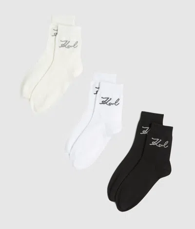 Karl Lagerfeld Signature Socks – 3 Pack In White
