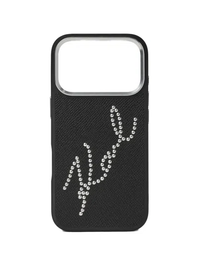 Karl Lagerfeld Signature Studded Iphone 17 Pro Max Case In Black