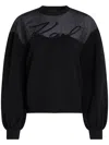 Karl Lagerfeld Mixed Fabric Karl Signature Sweatshirt In Black