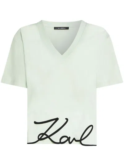 Karl Lagerfeld Signature T-shirt In 白色