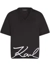 Karl Lagerfeld Signature T-shirt In 黑色