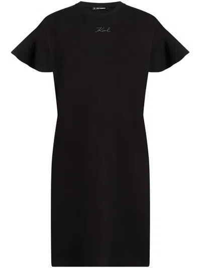 Karl Lagerfeld Signature T-shirtkleid In Schwarz