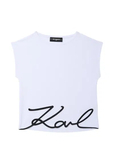Karl Lagerfeld Kids' Signature T-shirt In White