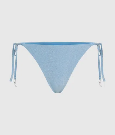 Karl Lagerfeld Signature Tanga Bikini Bottoms In Blue