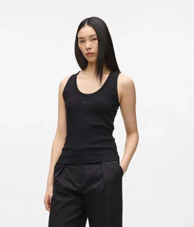 Karl Lagerfeld Signature Tank Top In Black