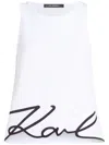 Karl Lagerfeld Signature Hem Tank Top In White