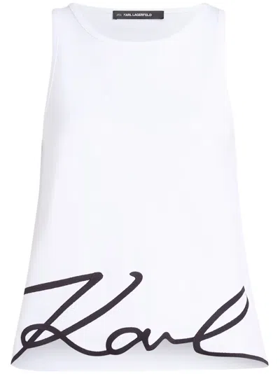 Karl Lagerfeld Signature Tank Top In White