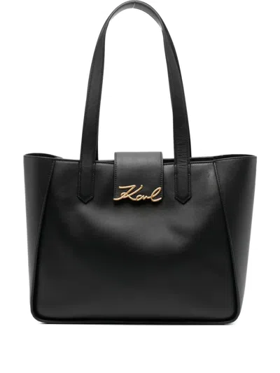 Karl Lagerfeld Signature Tote Bag In Black
