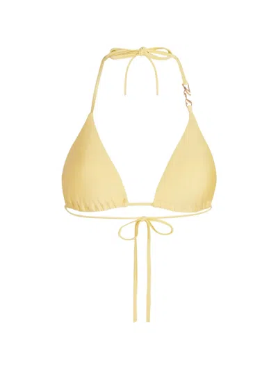 Karl Lagerfeld Signature Triangle-cup Bikini Top In Yellow
