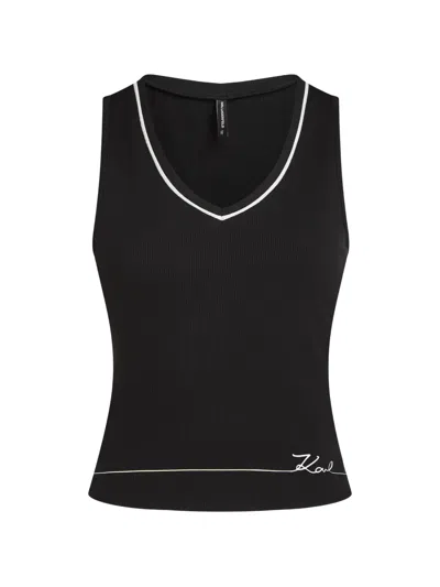 Karl Lagerfeld Signature V-neck Lounge Loungewear In Black