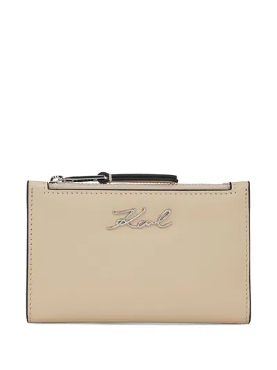 Karl Lagerfeld Signature Wallet In Neutrals