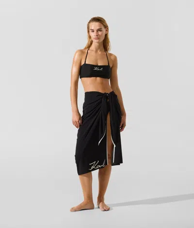 Karl Lagerfeld Signature Wrap Pareo In Black