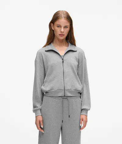 Karl Lagerfeld Signature Zip-up Lounge Sweatshirt In Gray